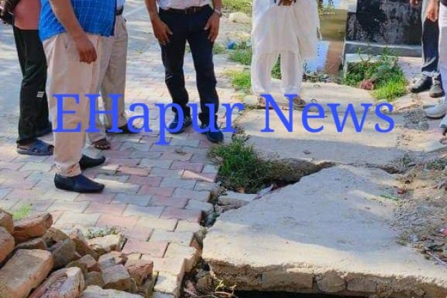 टूटी पुलिया व गंदगी को देखकर चेयरमैन हुई व्यथित